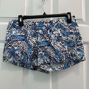 Lilly Pulitzer Women’s Size 0 Blue White Hippy Hippy Shake The Walsh Shorts